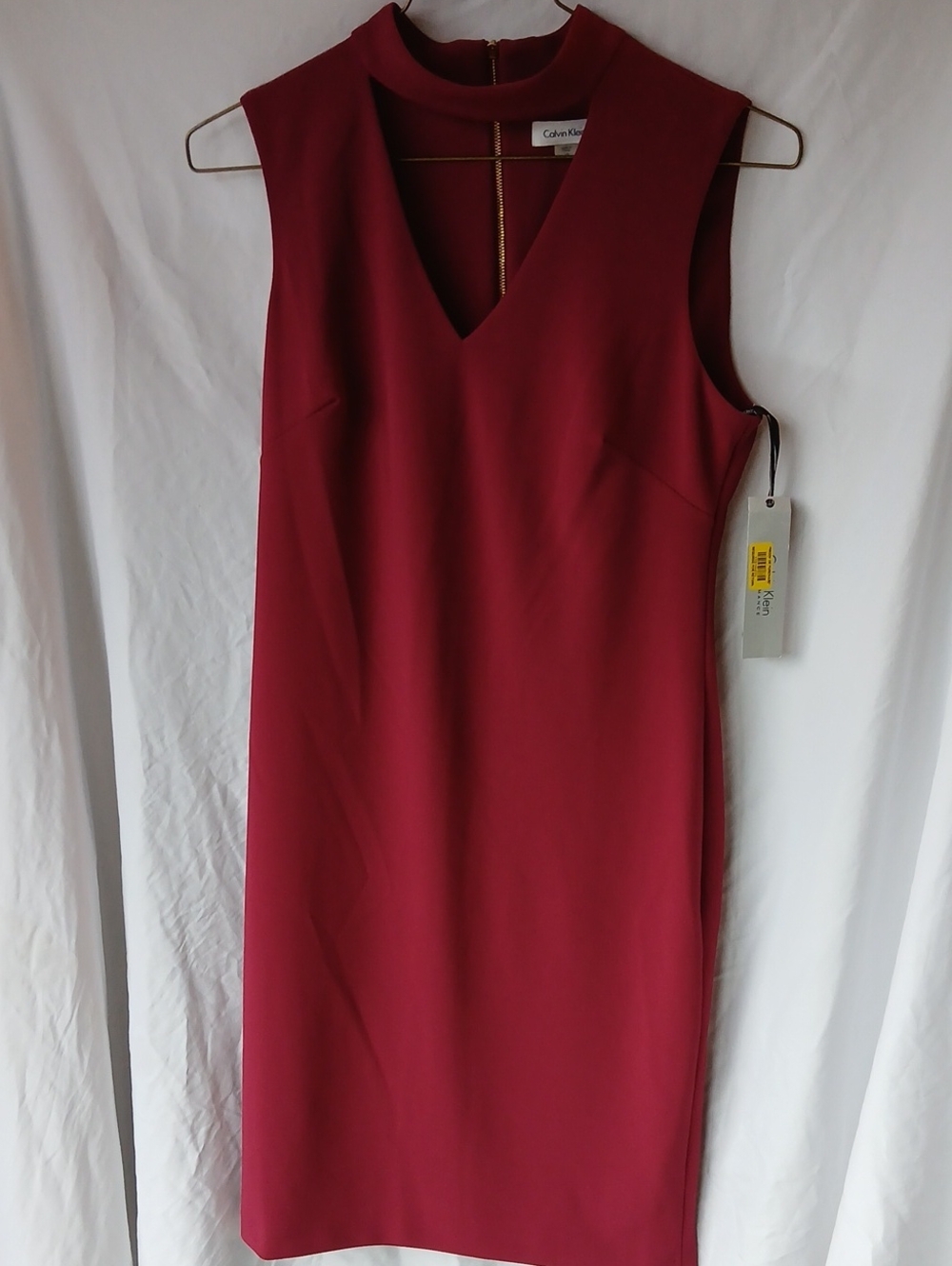 11. NWT Calvin Klein Sleeveless V-Neck Sheath Dress in Wine